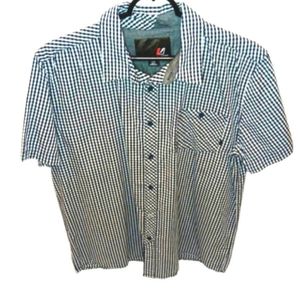 AMPLIFY Men's Short Sleeve Checkered Collar Button-Down | EUC